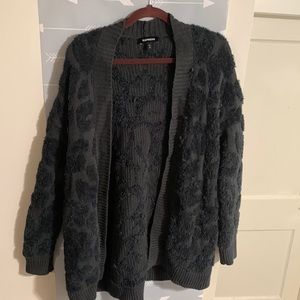 EXPRESS puffed out leopard print in the most comfortable yet chic cardigan.
